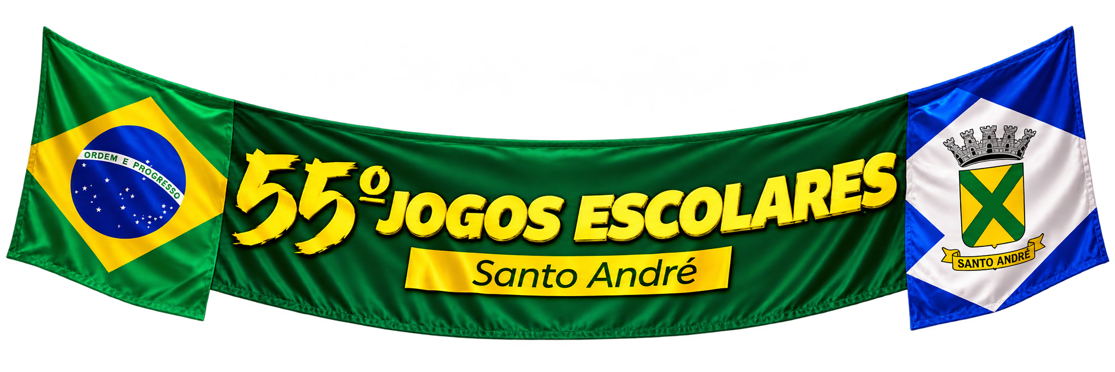 55º Jogos Escolares de Santo André, com as bandeiras do Brasil e Santo André